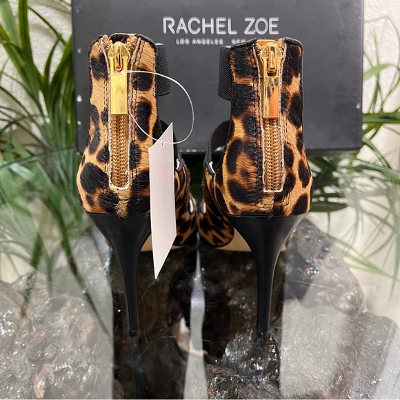 🐆NIB🐆 Rachel Zoe Calf Hair Leopard Print Zippered Back Stiletto Heel  Size 6 - Picture 5 of 11